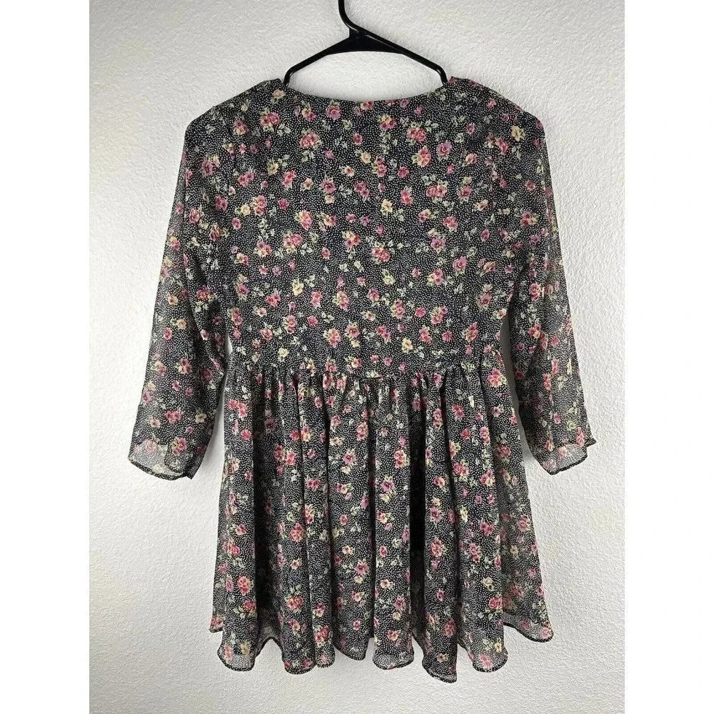 Pins and Needles Boho Multicolor Floral Tunic Babydoll Top Size XS - Picture 4 of 16